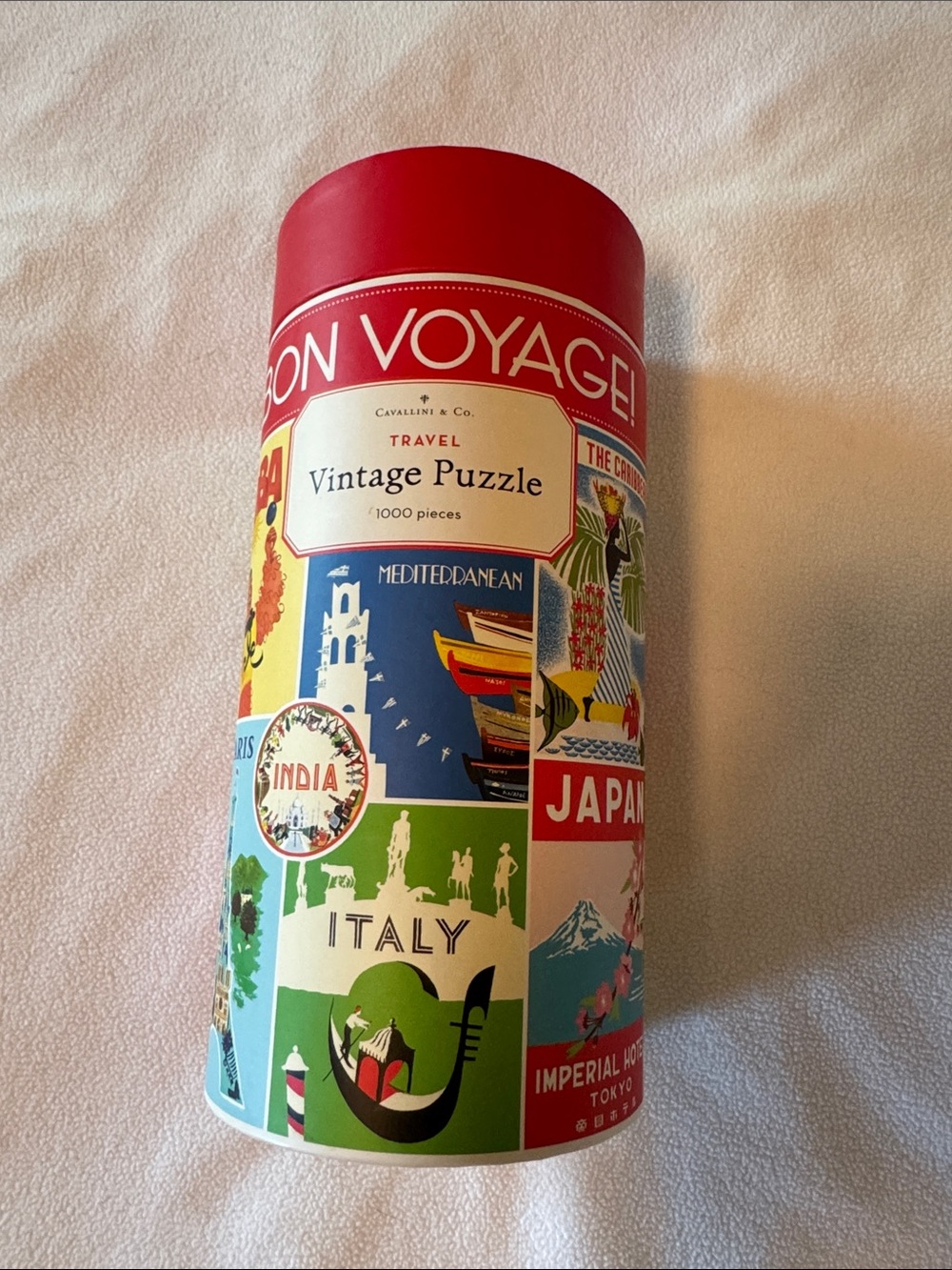 Cavallini & Co. Red Travel Vintage Puzzle - 1000 Pieces